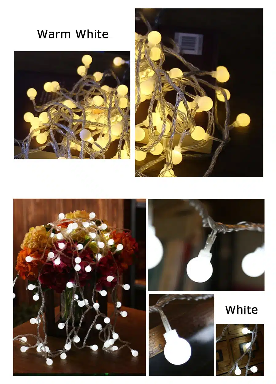 Coversage 8M 40 Led Christmas Tree Garland String Xmas Decoration Outdoor Ball Curtain Navidad Curtain Fairy Holiday Lights 19