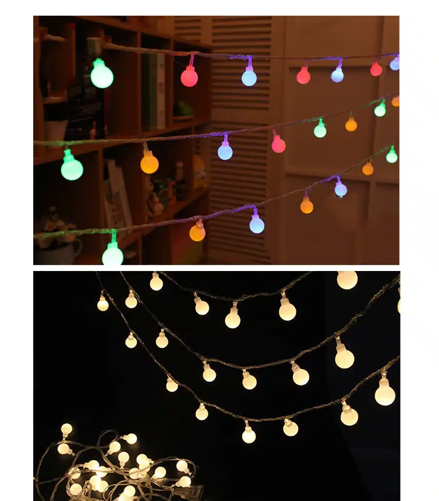 Coversage 8M 40 Led Christmas Tree Garland String Xmas Decoration Outdoor Ball Curtain Navidad Curtain Fairy Holiday Lights 20