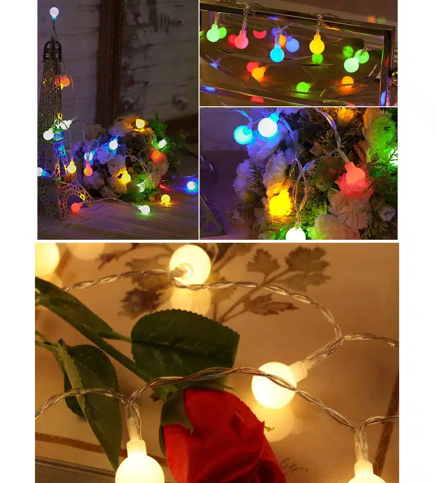 Coversage 8M 40 Led Christmas Tree Garland String Xmas Decoration Outdoor Ball Curtain Navidad Curtain Fairy Holiday Lights 21
