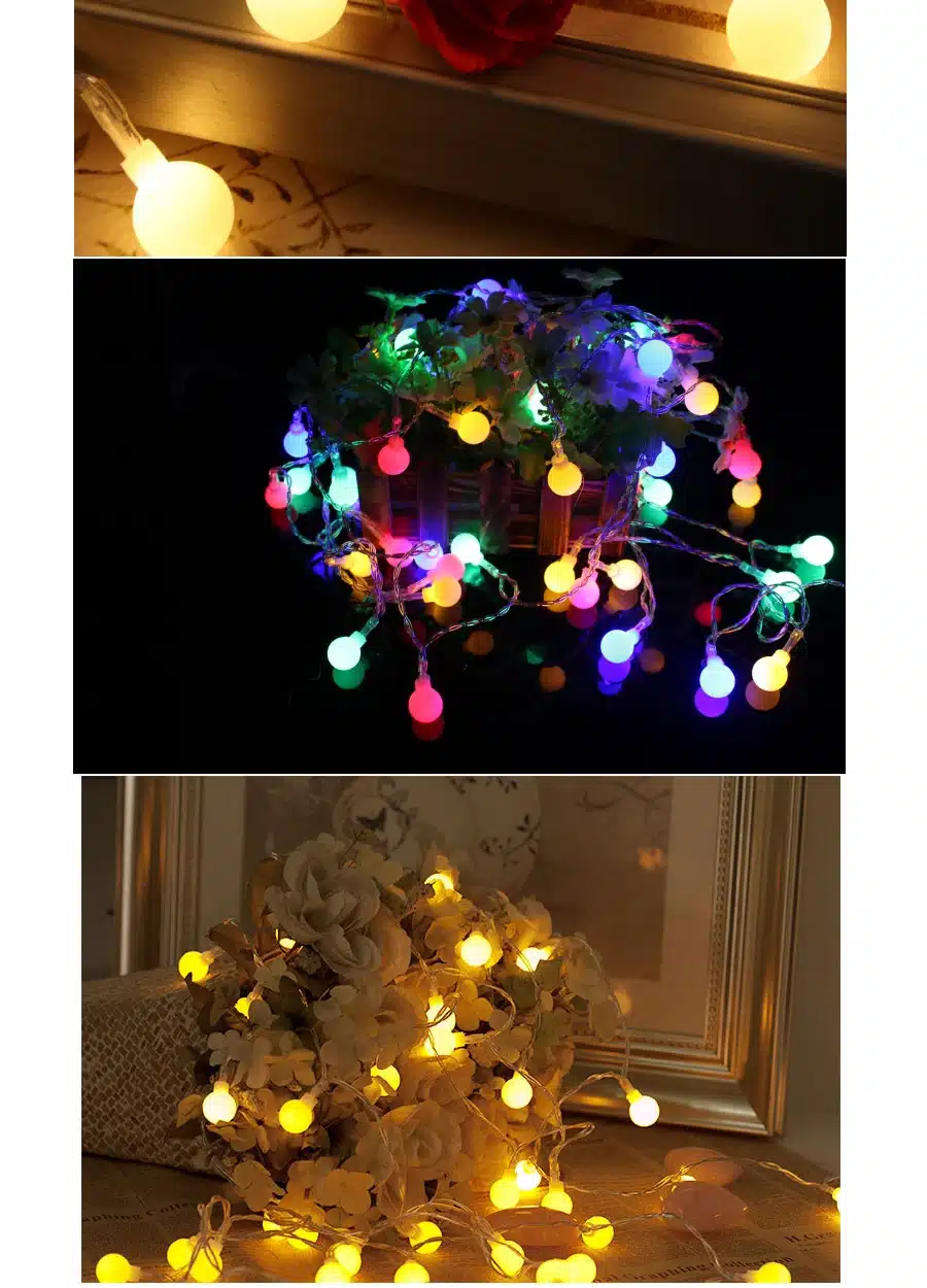 Coversage 8M 40 Led Christmas Tree Garland String Xmas Decoration Outdoor Ball Curtain Navidad Curtain Fairy Holiday Lights 22