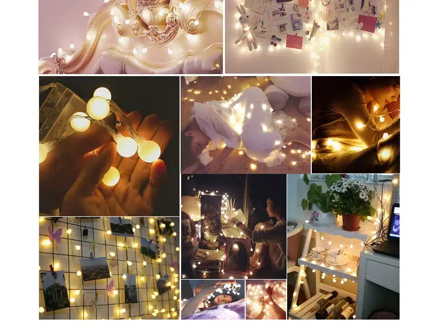 Coversage 8M 40 Led Christmas Tree Garland String Xmas Decoration Outdoor Ball Curtain Navidad Curtain Fairy Holiday Lights 24