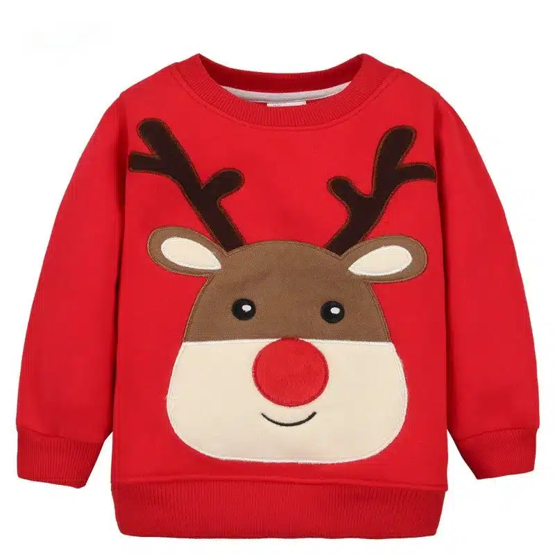 1-5Y Children Hoodies Girls Red Christmas Reindeer fleece thick Hoodie Boy Baby Thick Sweatshirts Kid's Cartoon Sweater 1014 03 19