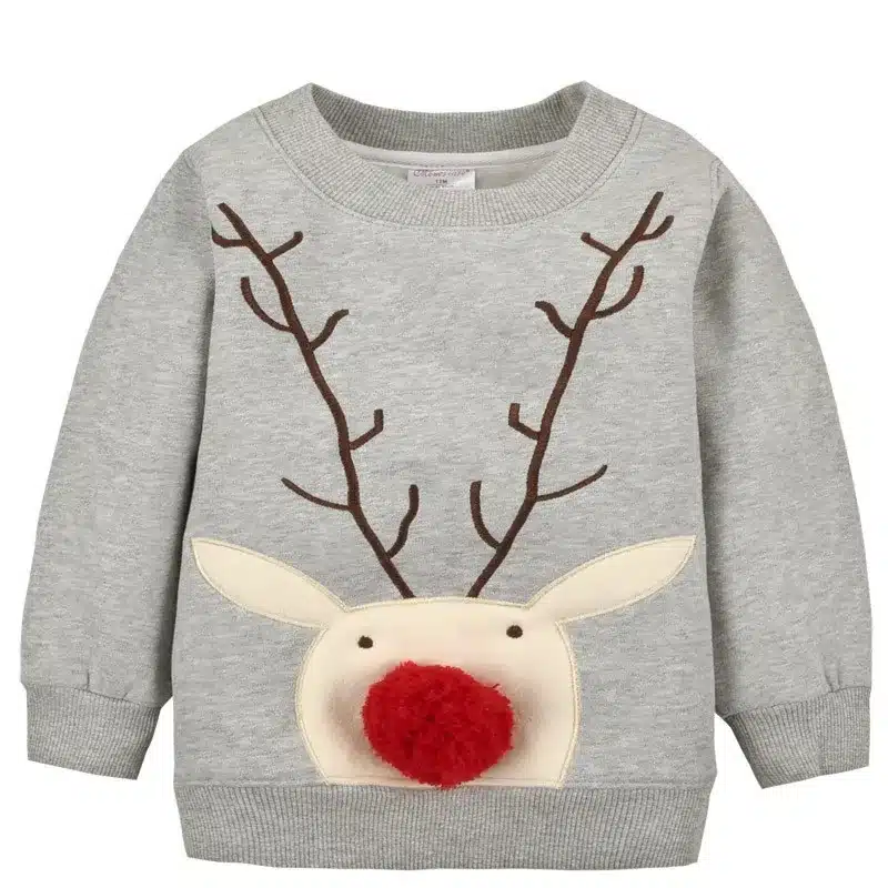 1-5Y Children Hoodies Girls Red Christmas Reindeer fleece thick Hoodie Boy Baby Thick Sweatshirts Kid's Cartoon Sweater 1014 03 20