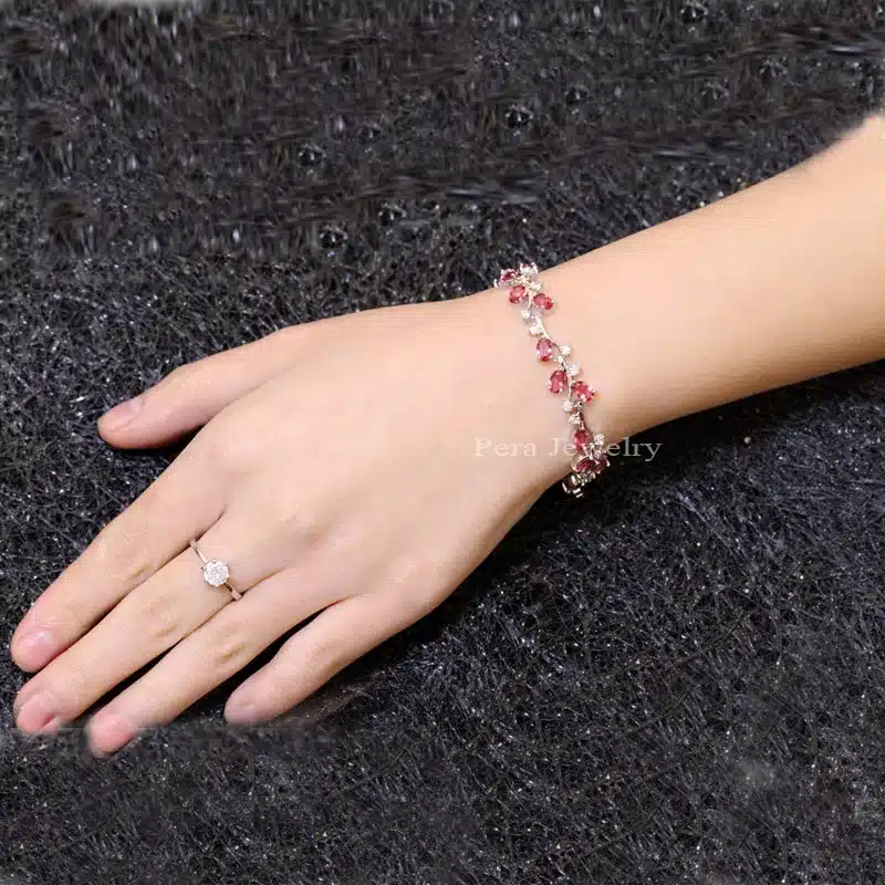 Pera 5 Color Options Fashion Ladies Sterling Silver Cubic Zirconia Royal Blue Stone Bracelets Jewelry For Christmas Gift B017 25