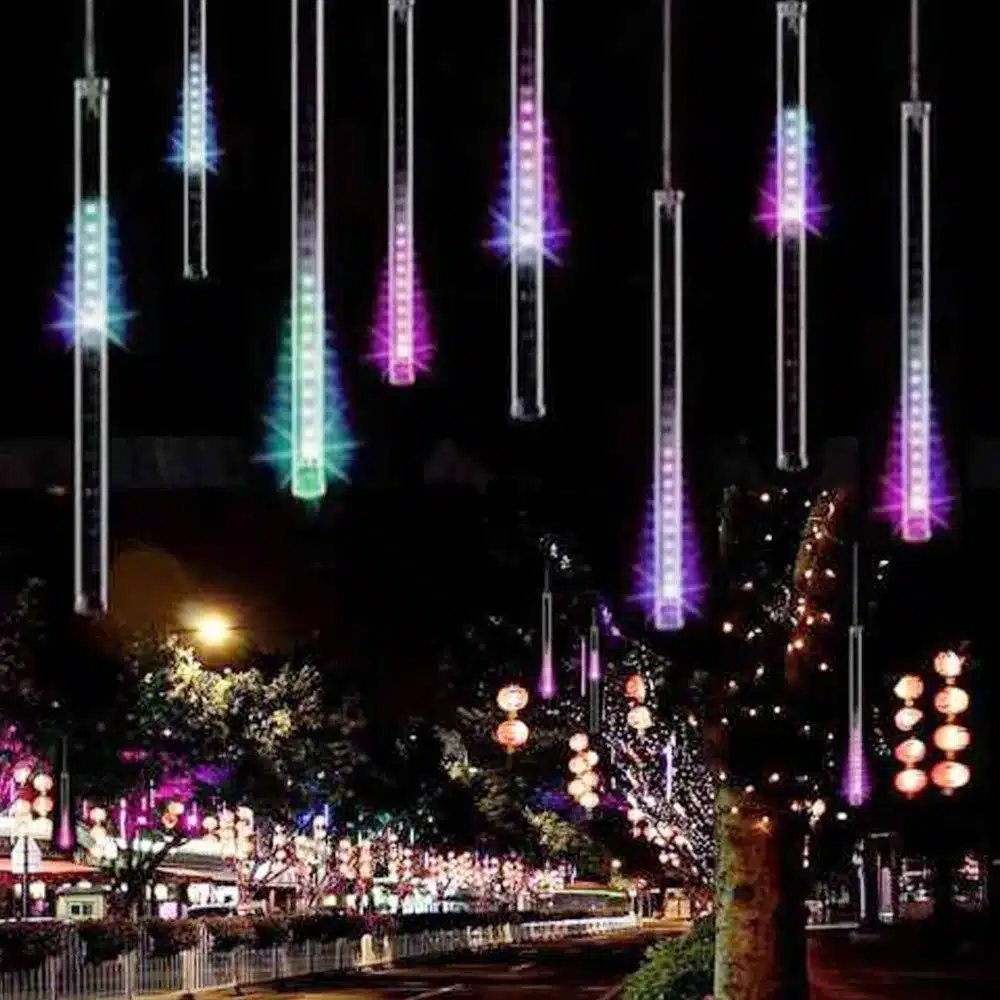 Tanbaby 30cm 8 Tube Meteor Shower Rain Tube Snowfall LED Light For Christmas Valentine Holiday Tree Garden Decoration 10