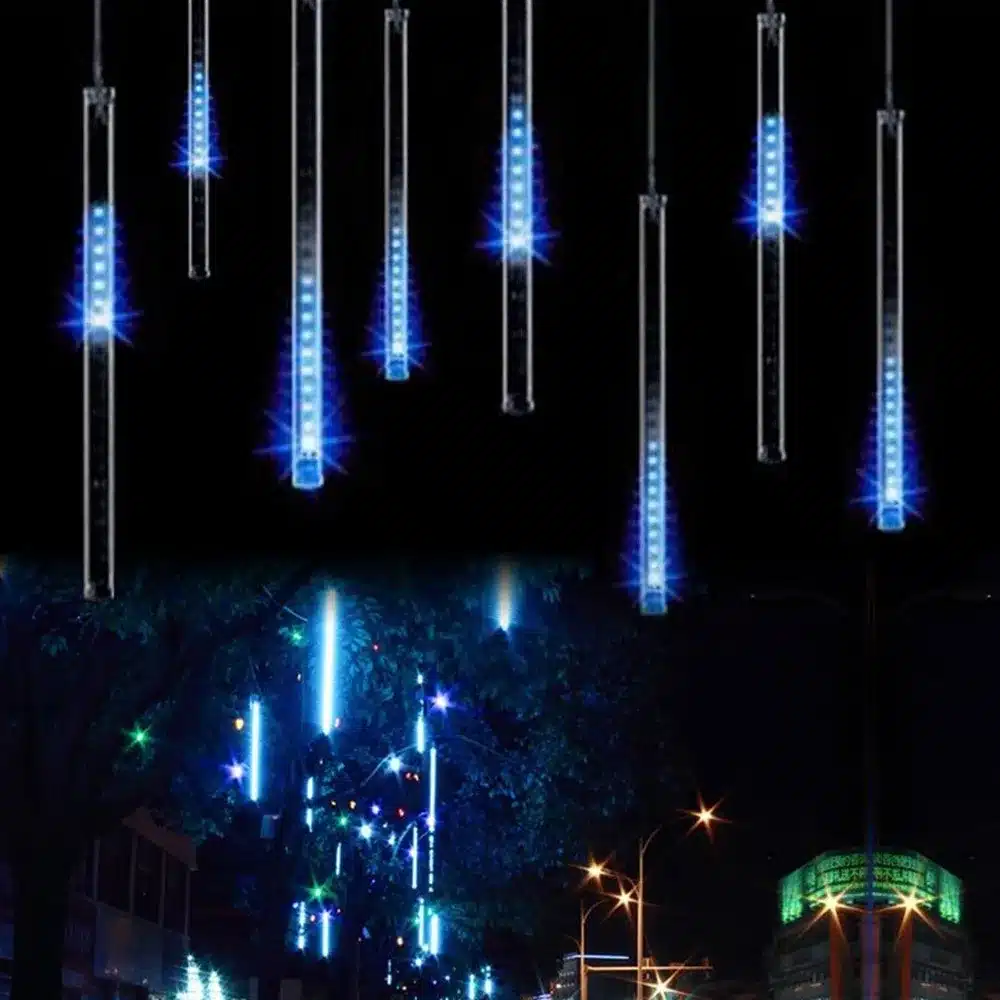 Tanbaby 30cm 8 Tube Meteor Shower Rain Tube Snowfall LED Light For Christmas Valentine Holiday Tree Garden Decoration 11