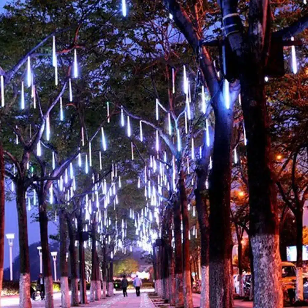 Tanbaby 30cm 8 Tube Meteor Shower Rain Tube Snowfall LED Light For Christmas Valentine Holiday Tree Garden Decoration 18