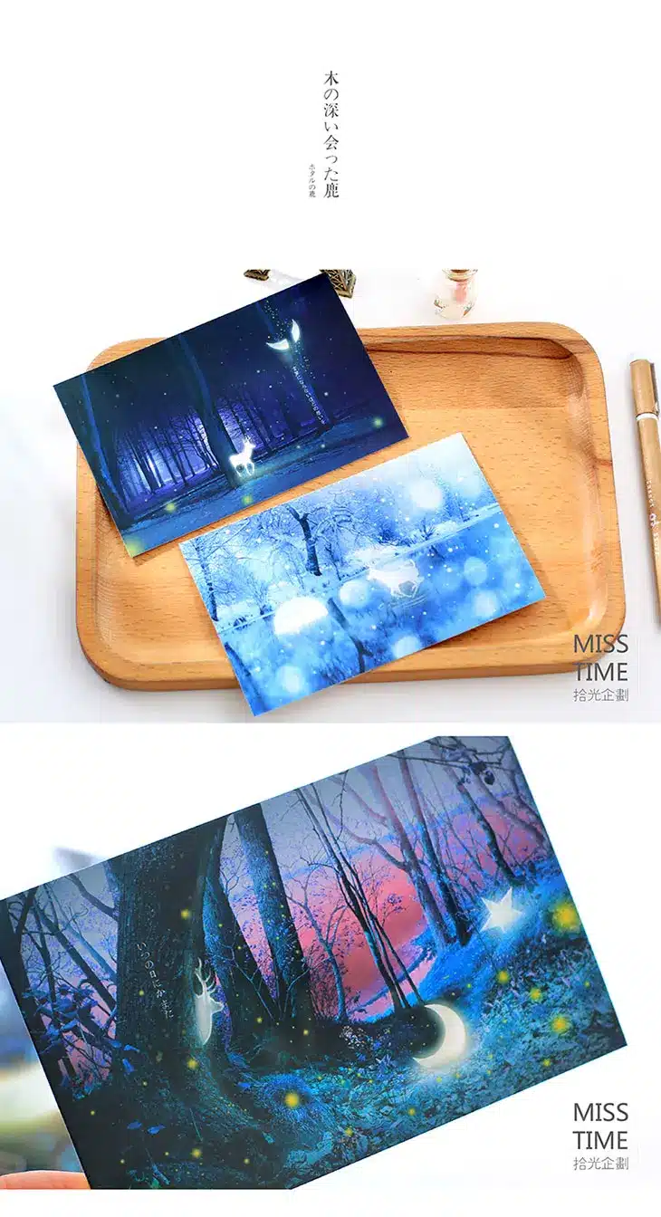 30 pcs/lot Vintage Luminous Card Marine Animals Postcard Landscape Greeting Card Christmas Card Message Gift Free Shipping 14