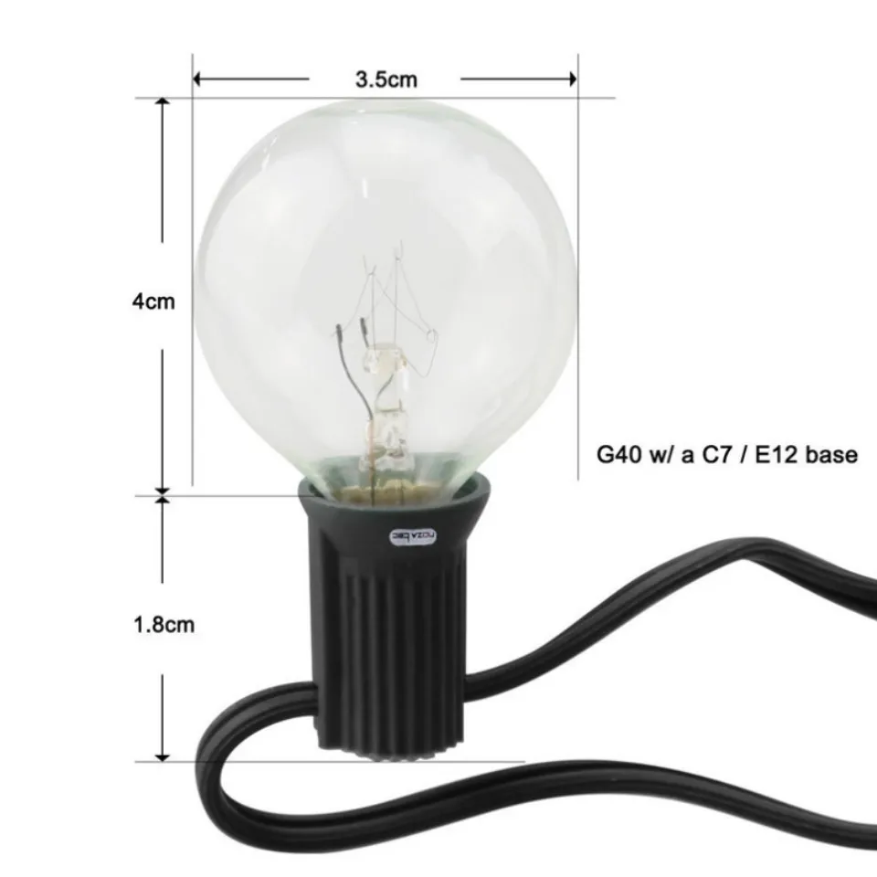 Patio Lights G40 Globe Party Christmas String Light,Warm White 25Clear Vintage Bulbs 25ft,Decorative Outdoor Backyard Garland 20
