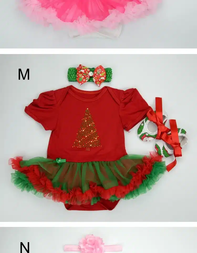 Christmas Baby Girl Infant 3pcs Clothing Sets Suit Princess Tutu Romper Dress/Jumpsuit Xmas Bebe Party Birthday Costumes Vestido 18