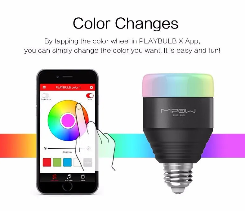 MIPOW Bluetooth Smart LED Light Bulbs APP Smartphone Group Controlled Dimmable Color Changing Decorative Christmas Party Lights 3