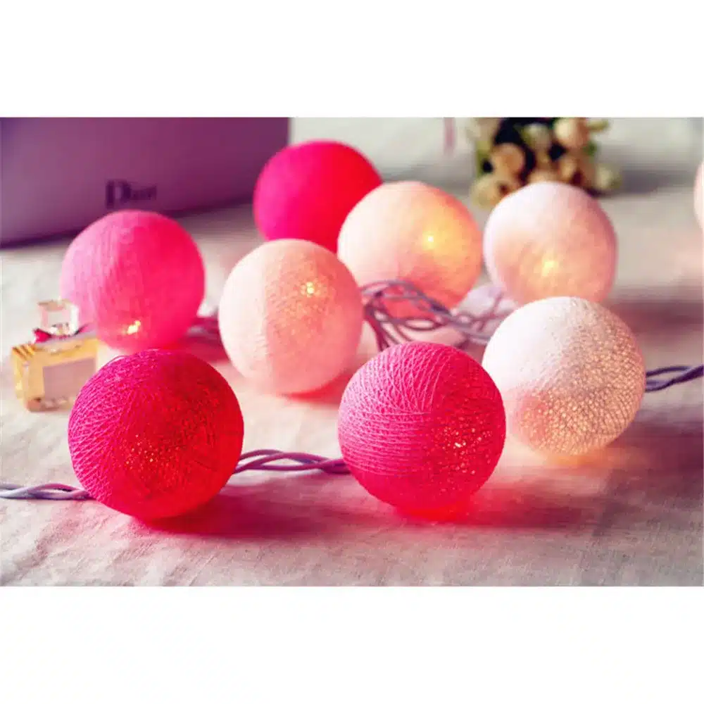 4 Colors 20Pcs/lot Led Cotton Ball String Light LED Garland Fairy Lights Christmas Lights For Party Wedding Bedroom Decoration 19