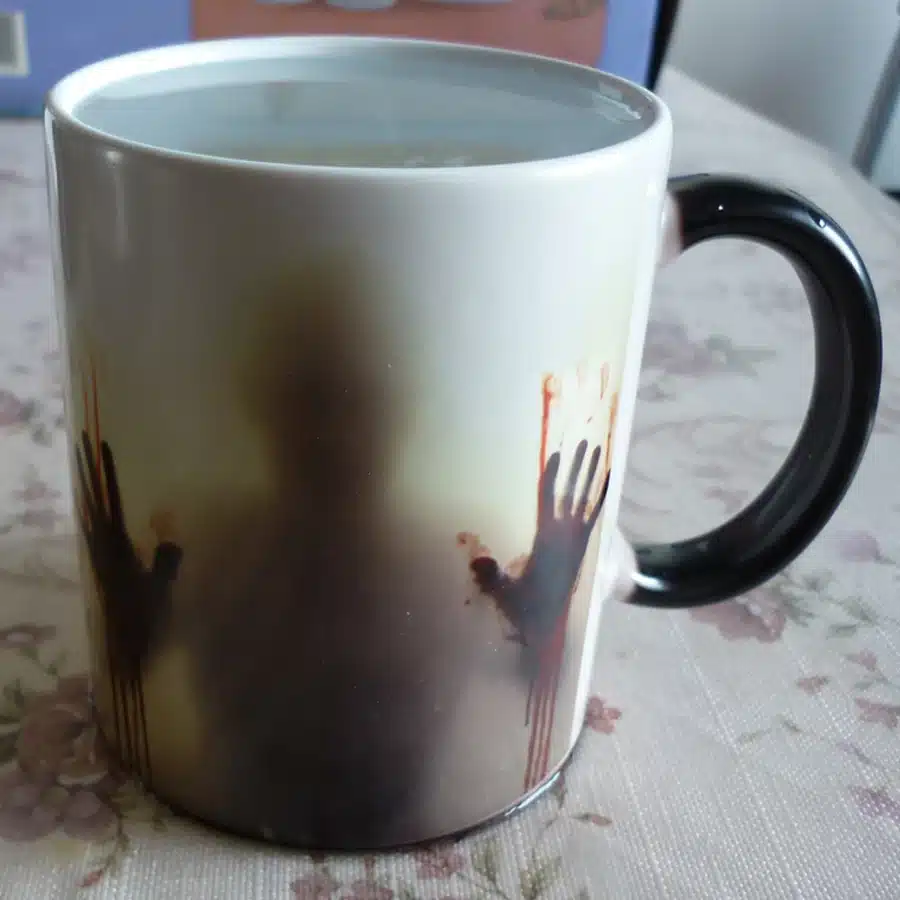 Drop shipping Black Ceramic Zombie Color Changing Coffee Mug Heat sensitive Magic Tea cup mugs Christmas Halloween gift 110Z 4
