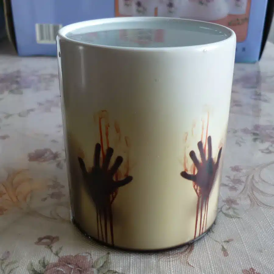 Drop shipping Black Ceramic Zombie Color Changing Coffee Mug Heat sensitive Magic Tea cup mugs Christmas Halloween gift 110Z 5