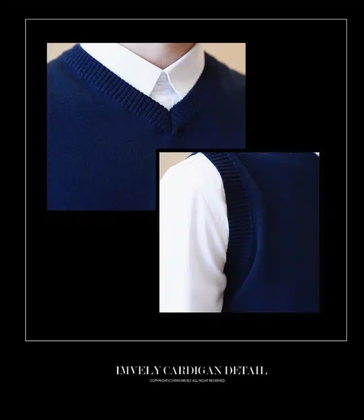 Sweater Men 100% Cotton Solid V Neck Casual Male Sweater Vest Men Pullover Knitted Sleeveless Men Sweater Christmas M-3XL 18
