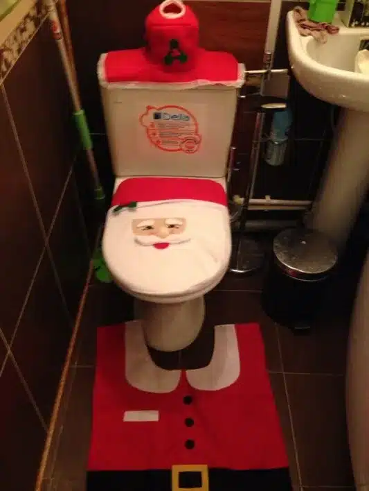 Santa claus toilet seat cover bathroom accessories tank cover flooring rug christmas decoration holiday gifts art home decor 12