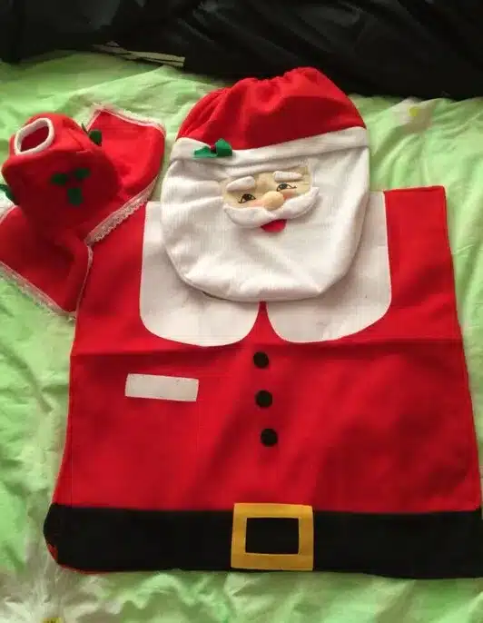 Santa claus toilet seat cover bathroom accessories tank cover flooring rug christmas decoration holiday gifts art home decor 13