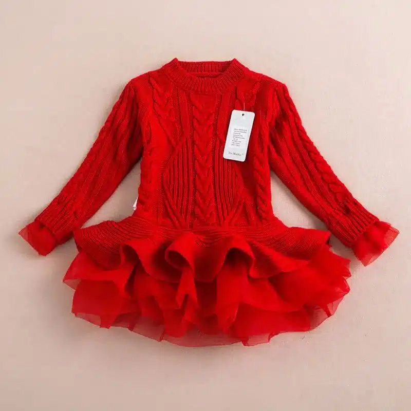 Thick Warm Girl Dress 2017 Christmas Wedding Party Dress Knitted Chiffon Winter Kids Girls Clothes Children CLothing Girl Dress 21