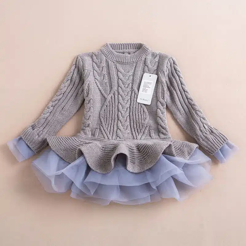 Thick Warm Girl Dress 2017 Christmas Wedding Party Dress Knitted Chiffon Winter Kids Girls Clothes Children CLothing Girl Dress 23