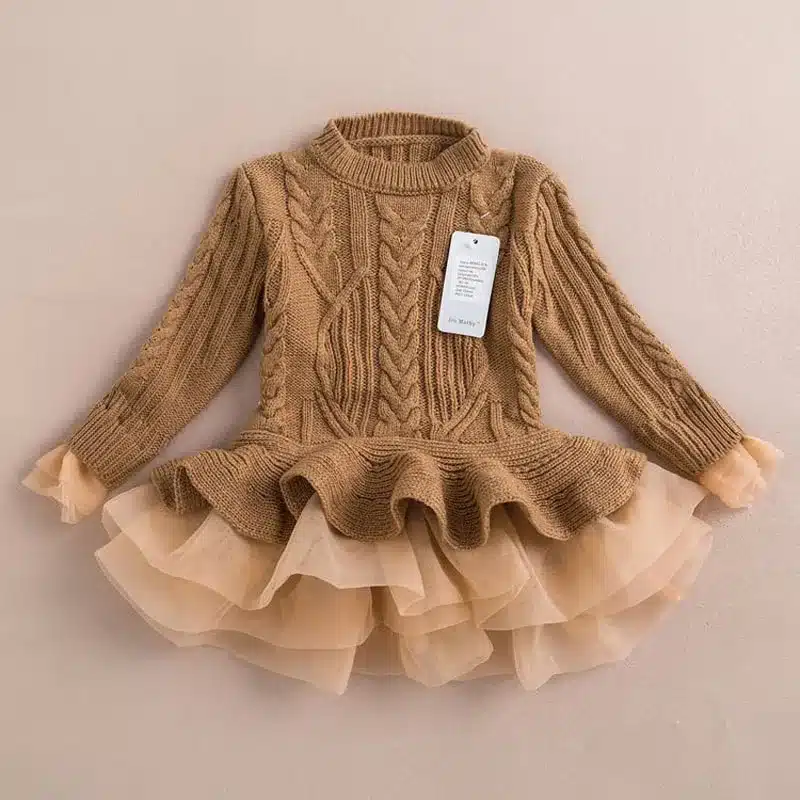 Thick Warm Girl Dress 2017 Christmas Wedding Party Dress Knitted Chiffon Winter Kids Girls Clothes Children CLothing Girl Dress 24