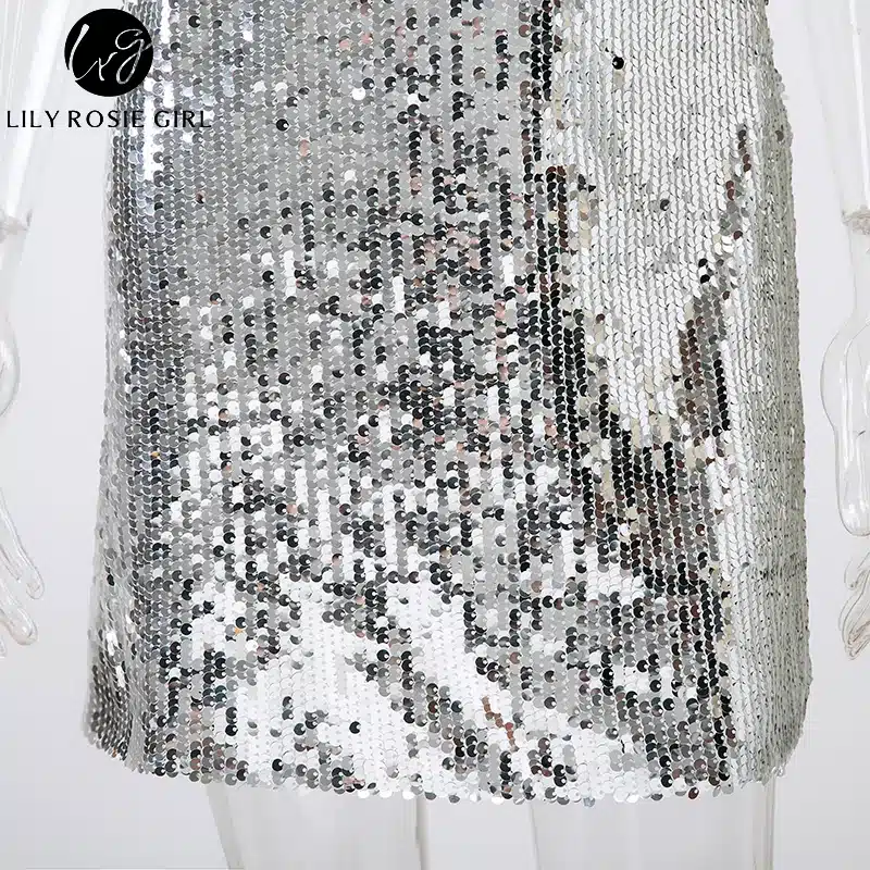 Deep V Neck Autumn Silver Sequined Backless Sexy Dress Women Off Shoulder Mini Dress Christmas Party Club Strap Dresses Vestidos 21