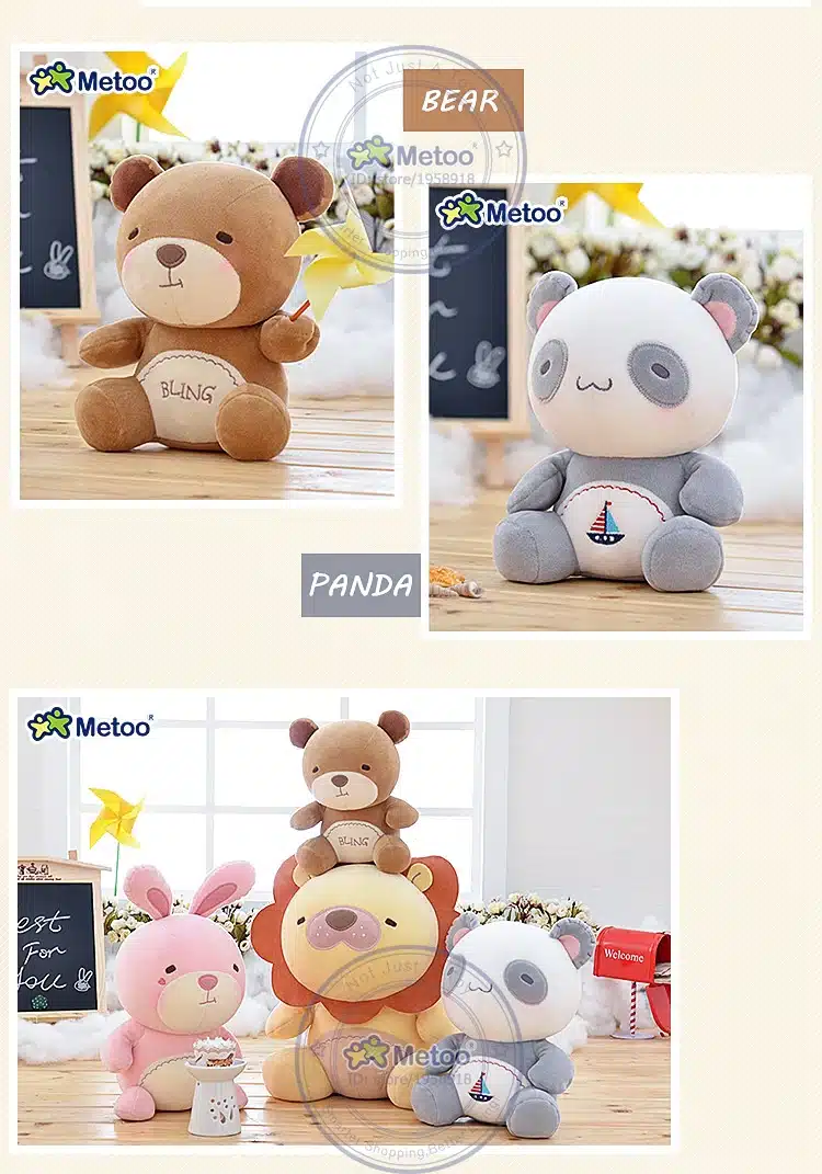 7.5 Inch Plush Sweet Lovely Stuffed Baby Kids Toys for Girls Birthday Christmas Gift 19cm Lion Rabbit Bear Panda Metoo Doll 13