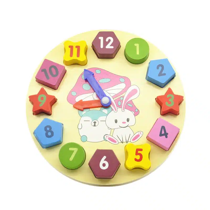 Wooden Blocks toys Digital Geometry Clock Toy Children's Montessori Educational Toy For Baby Boy Girl Gift 11