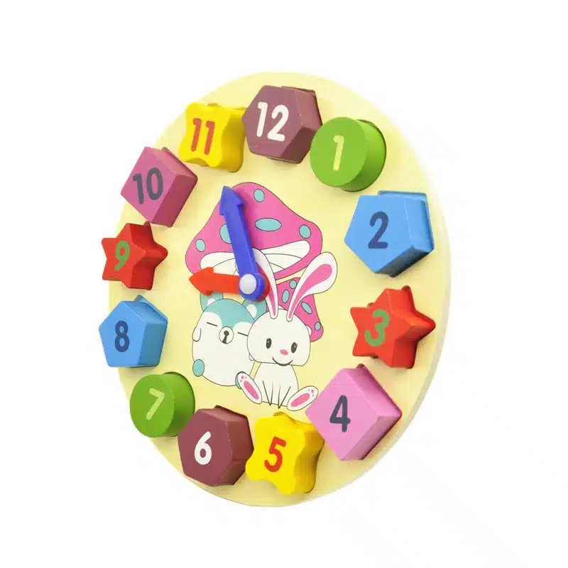 Wooden Blocks toys Digital Geometry Clock Toy Children's Montessori Educational Toy For Baby Boy Girl Gift 12