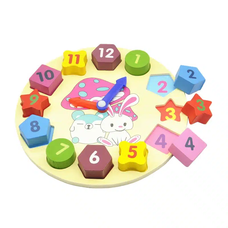 Wooden Blocks toys Digital Geometry Clock Toy Children's Montessori Educational Toy For Baby Boy Girl Gift 14