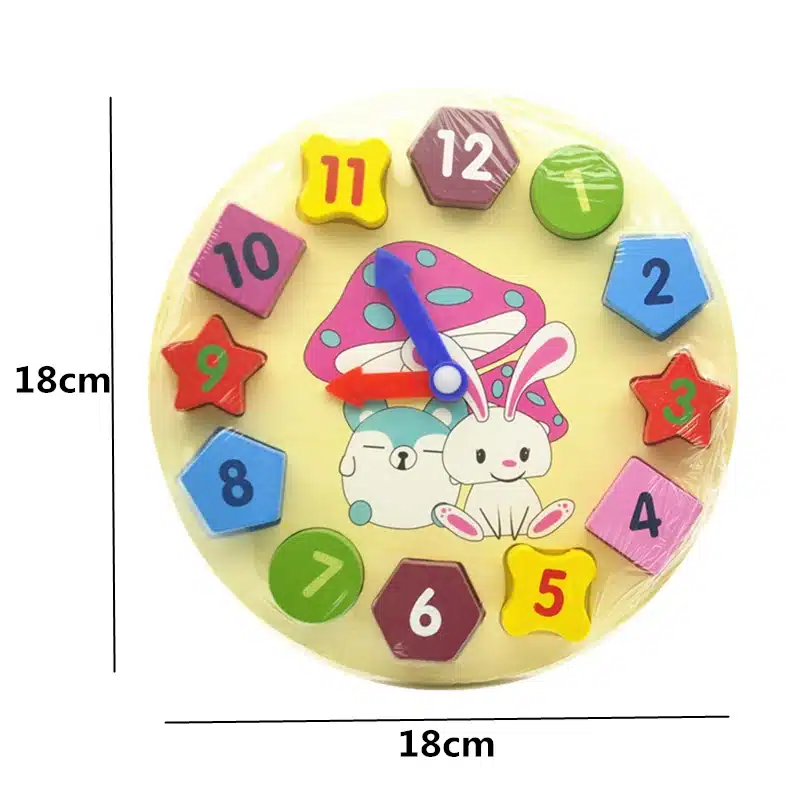 Wooden Blocks toys Digital Geometry Clock Toy Children's Montessori Educational Toy For Baby Boy Girl Gift 16