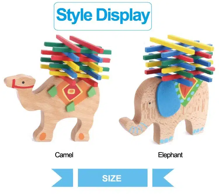 2017 New Elephant/Camel Balance Wood Toy for Children Wooden Blocks Toys Game For Children Montessori toys 16