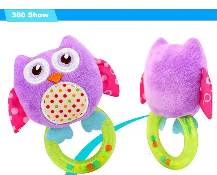 0-3 Y Baby Rattle hand Bell Toy 5 Style Owl Bird Chicken Animals Plush Happy Monkey Gift WJ290 25
