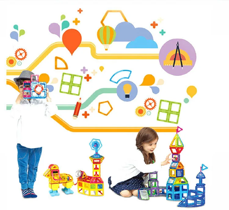 107 PCs Big Size Magnetic Designer Building Blocks Model & Building Toys Brick Enlighten Bricks Magnetic Toys for Children 18