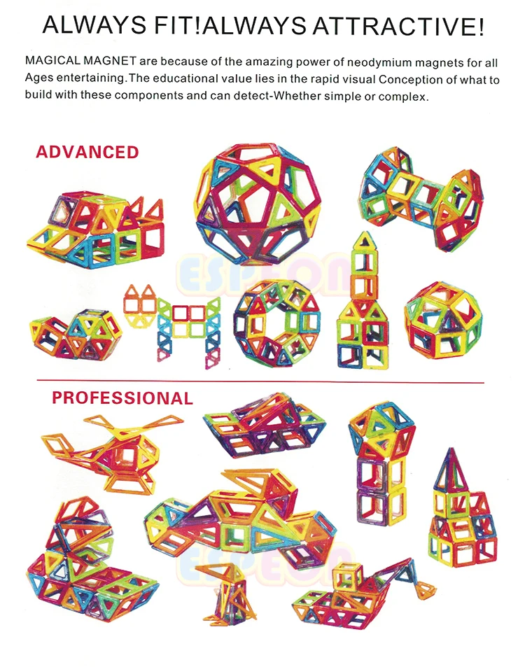 107 PCs Big Size Magnetic Designer Building Blocks Model & Building Toys Brick Enlighten Bricks Magnetic Toys for Children 34