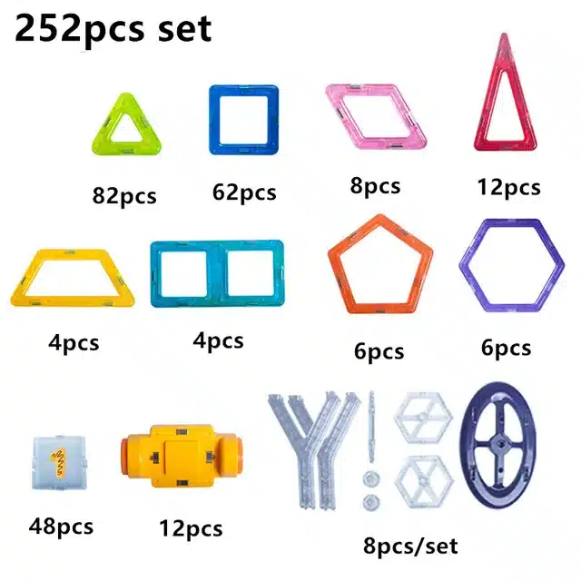 Magplayer 252pcs Magnetic Blocks Mini Magnetic Designer Construction 3D Model Magnetic Blocks Educational Toys For Children 18