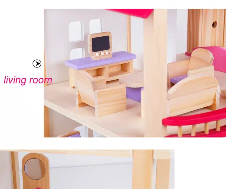 CUTEBEE Pretend Play Furniture Toys Wooden Dollhouse Furniture Miniature Toy Set Doll House Toys for Children Kids Toy 15