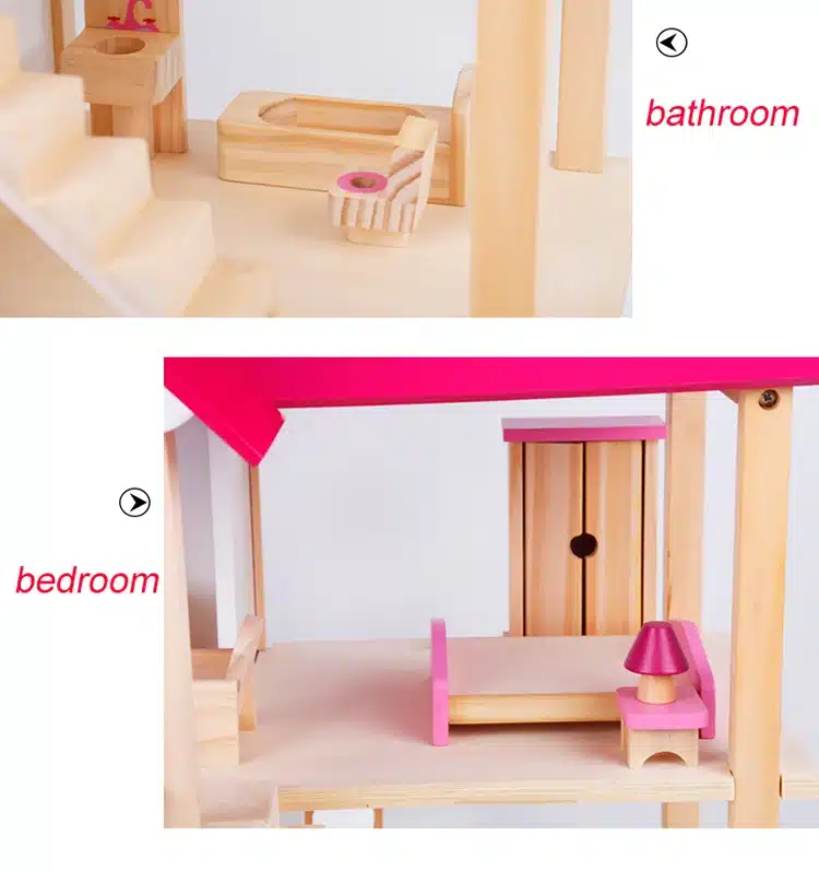 CUTEBEE Pretend Play Furniture Toys Wooden Dollhouse Furniture Miniature Toy Set Doll House Toys for Children Kids Toy 16