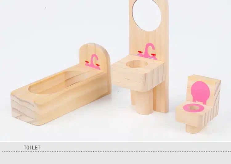 CUTEBEE Pretend Play Furniture Toys Wooden Dollhouse Furniture Miniature Toy Set Doll House Toys for Children Kids Toy 19