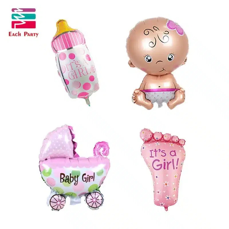 4pcs Mini globos foil balloons Baby Boy air Balloons 1th baby stroller ball for girl Birthday inflatable Party Decorations Kids 10