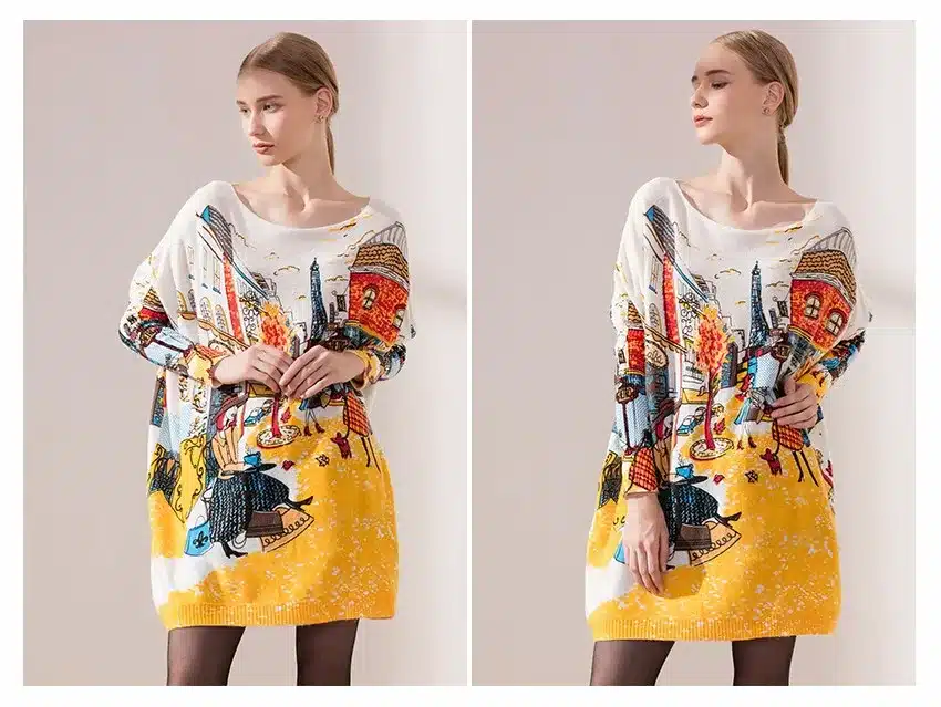 New 2016 Autumn Winter Casual Long Christmas Sweater Dress Batwing Sleeve Printed Coat Women's Sweater Clothes Pullover Clothing 13