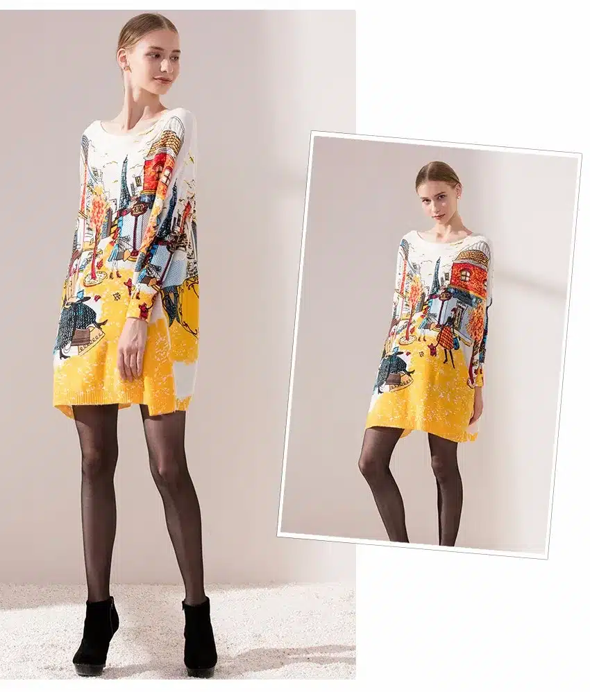 New 2016 Autumn Winter Casual Long Christmas Sweater Dress Batwing Sleeve Printed Coat Women's Sweater Clothes Pullover Clothing 15