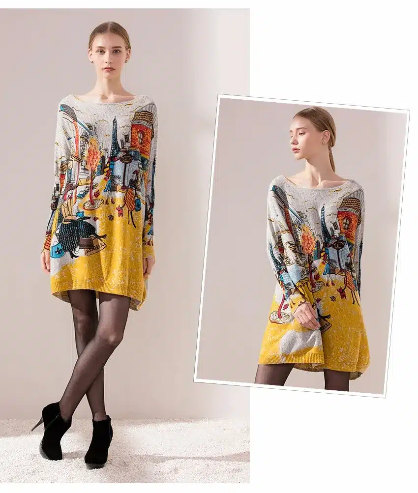 New 2016 Autumn Winter Casual Long Christmas Sweater Dress Batwing Sleeve Printed Coat Women's Sweater Clothes Pullover Clothing 20