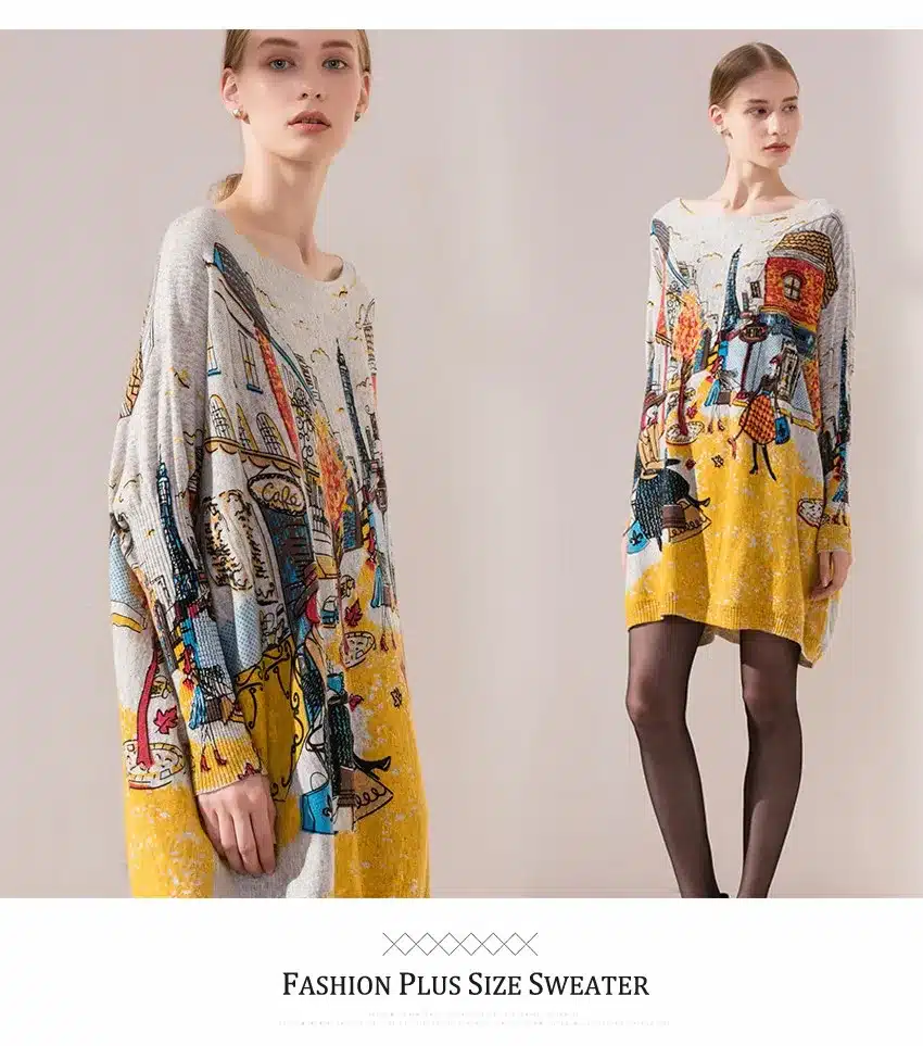 New 2016 Autumn Winter Casual Long Christmas Sweater Dress Batwing Sleeve Printed Coat Women's Sweater Clothes Pullover Clothing 21