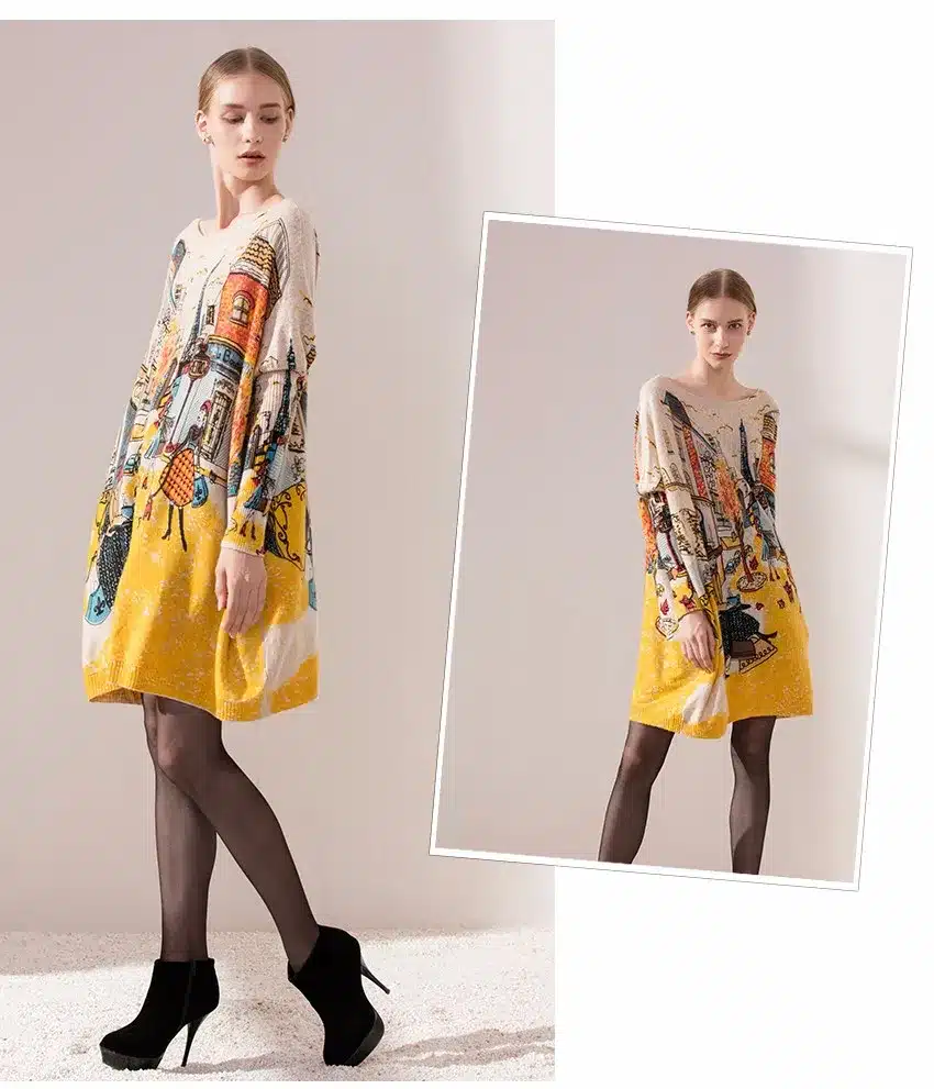 New 2016 Autumn Winter Casual Long Christmas Sweater Dress Batwing Sleeve Printed Coat Women's Sweater Clothes Pullover Clothing 25