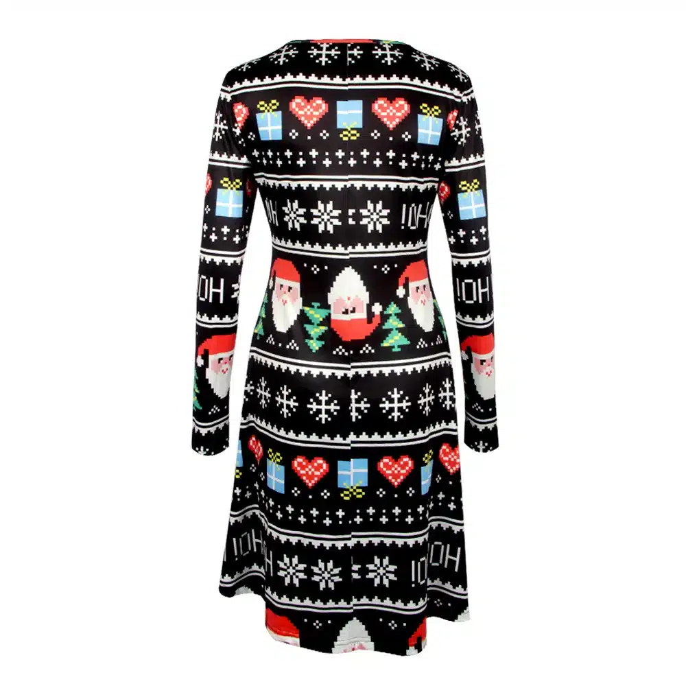 2017 Hot Sales Winter Dress New Slim O-Neck Full Sleeve Women Party Dresses New Christmas Print Sexy A-Line Mini Vestidos 5