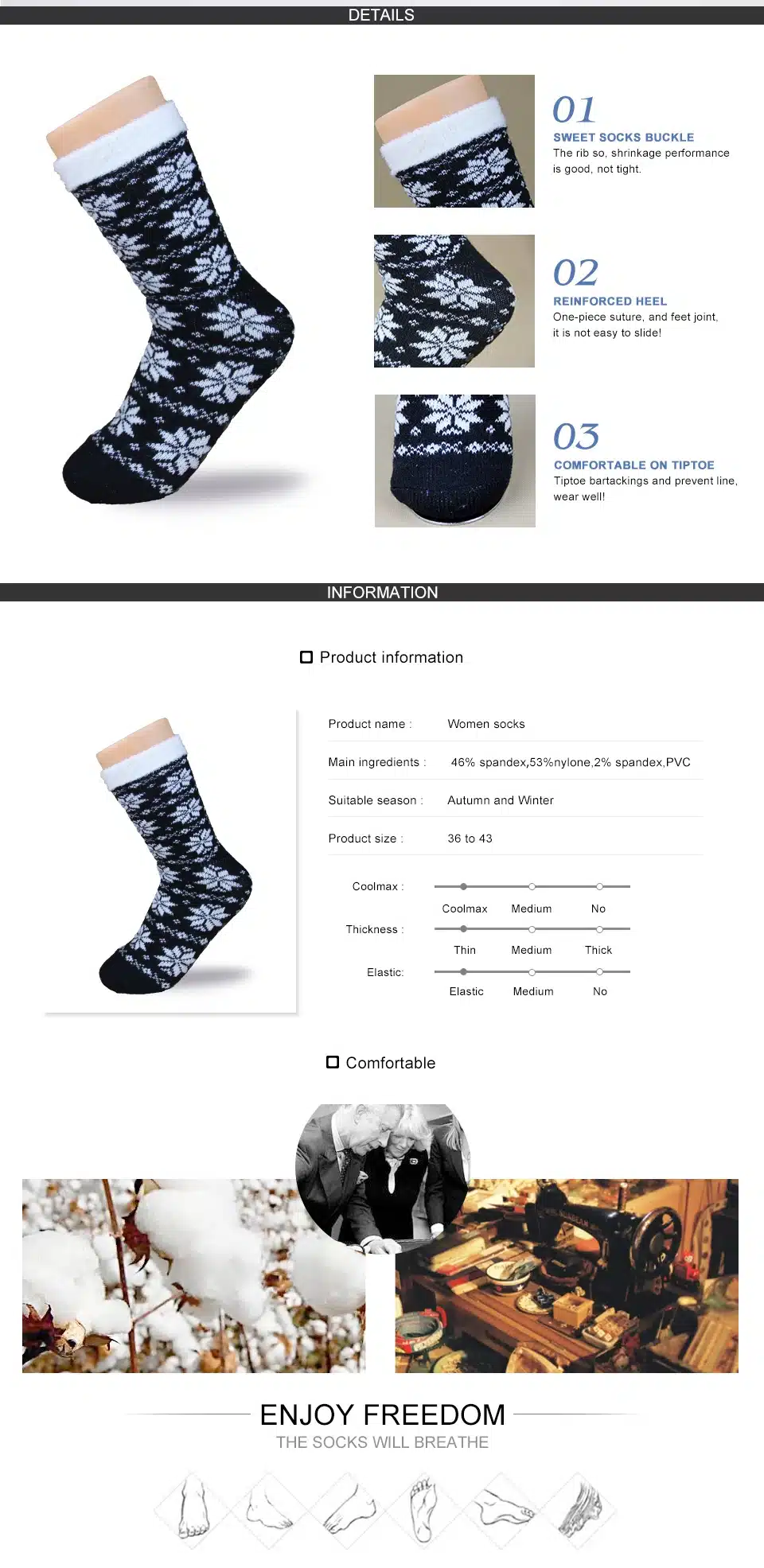 Nylon Lined Women Indoor Socks Layer Skid Home Reindeer Dual Crew Brand Christmas Winter Warm Soft Slipper Socks For Female 11