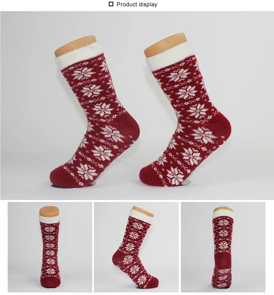 Nylon Lined Women Indoor Socks Layer Skid Home Reindeer Dual Crew Brand Christmas Winter Warm Soft Slipper Socks For Female 13
