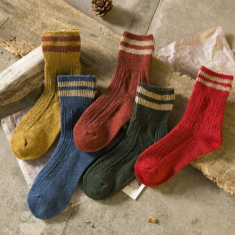 1Pair Women Socks Winter Warm Socks Female Ankle Socks Cotton Thick Knitted Striped Ladies Sock Art Meias Chaussette Christmas 10