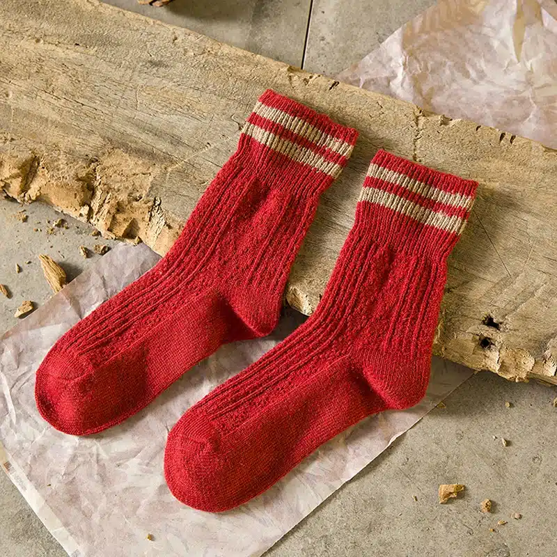 1Pair Women Socks Winter Warm Socks Female Ankle Socks Cotton Thick Knitted Striped Ladies Sock Art Meias Chaussette Christmas 15