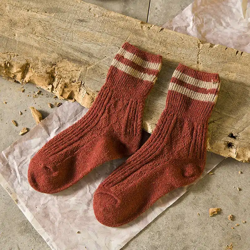 1Pair Women Socks Winter Warm Socks Female Ankle Socks Cotton Thick Knitted Striped Ladies Sock Art Meias Chaussette Christmas 16
